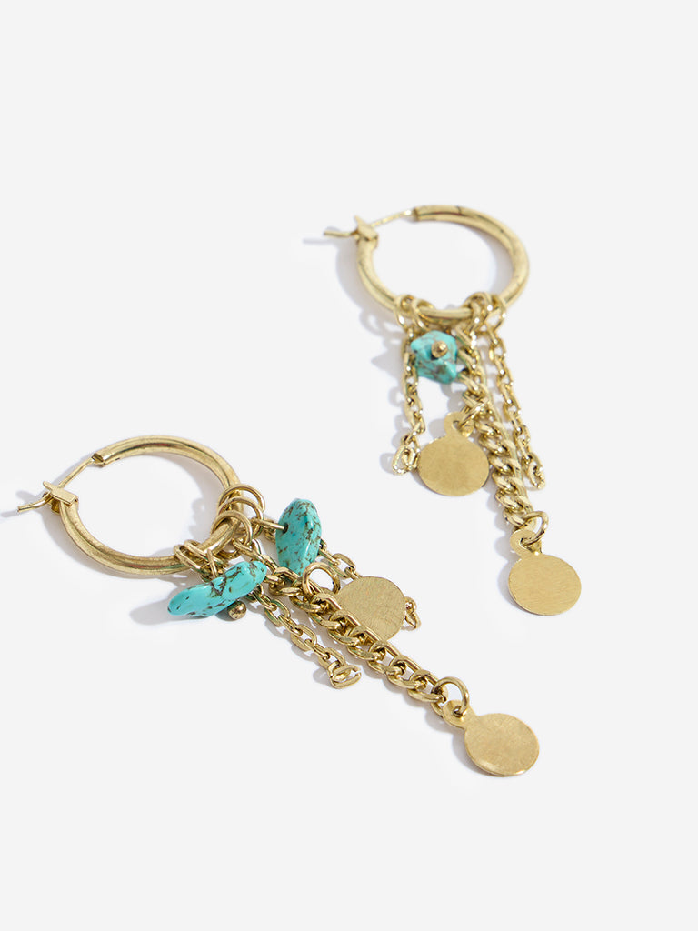 Westside Accessories Turquoise Disc Hoop Earrings