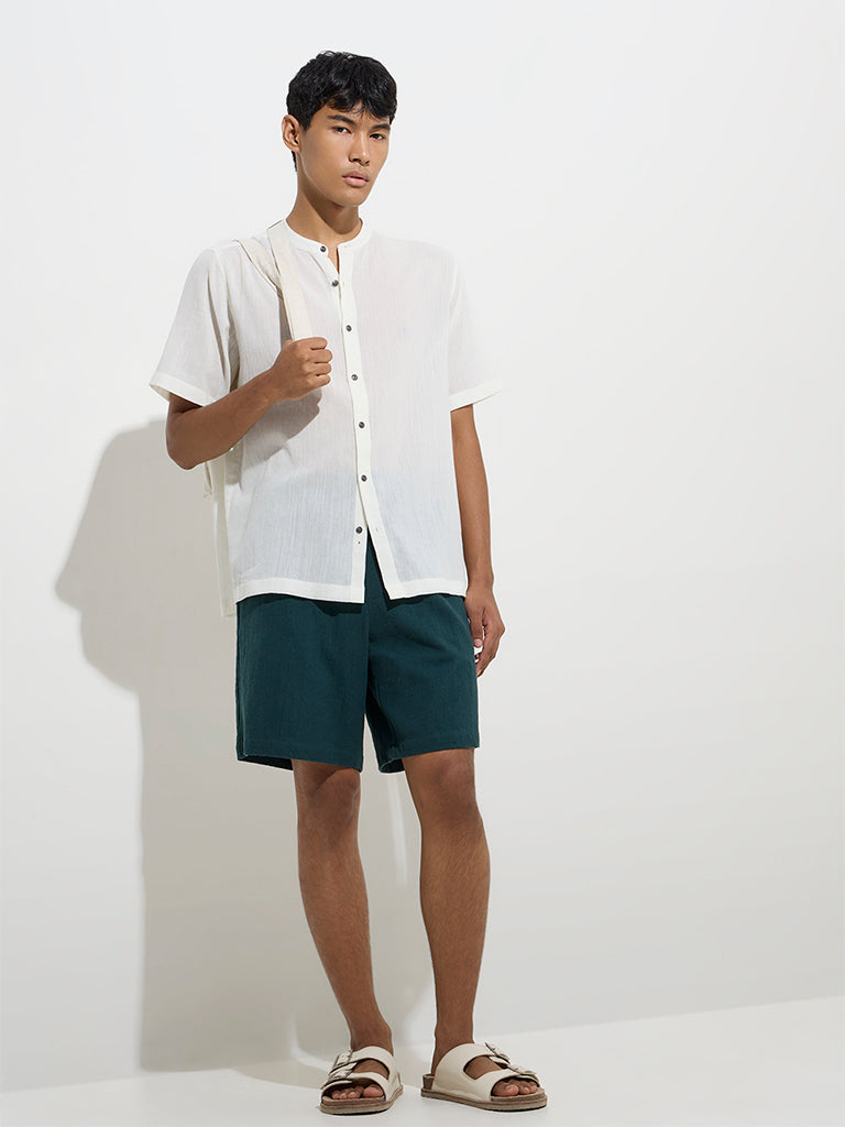 ETA White Crinkle-Textured Relaxed-Fit Cotton Shirt