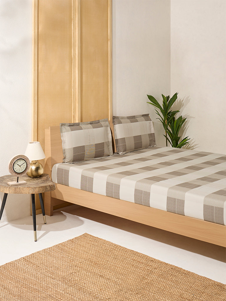 Westside Home Brown Checkered King Bed Sheet Set