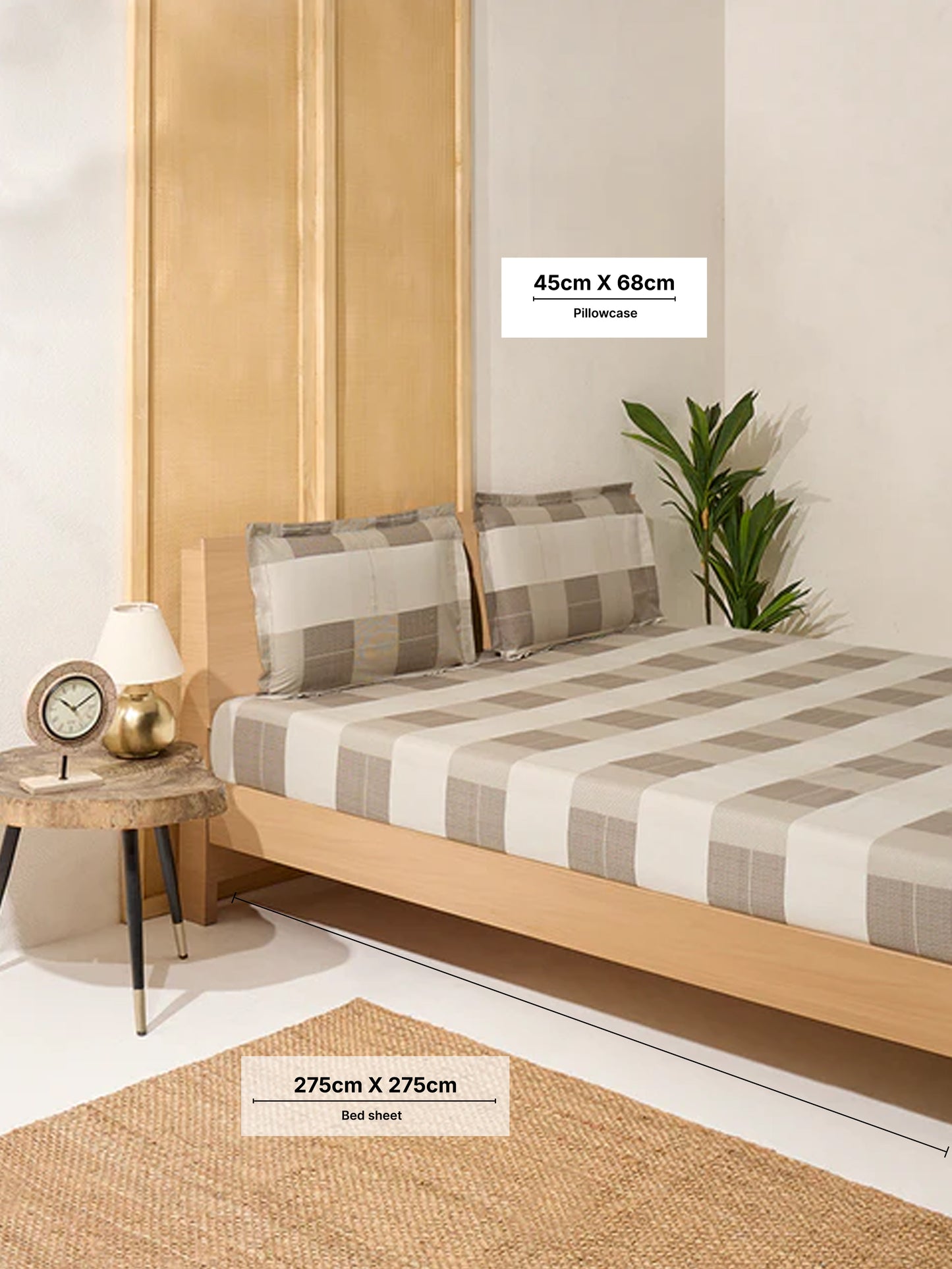 Westside Home Brown Checkered King Bed Sheet Set