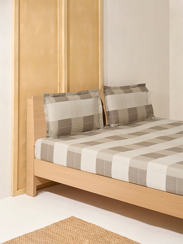 Westside Home Brown Checkered King Bed Sheet Set