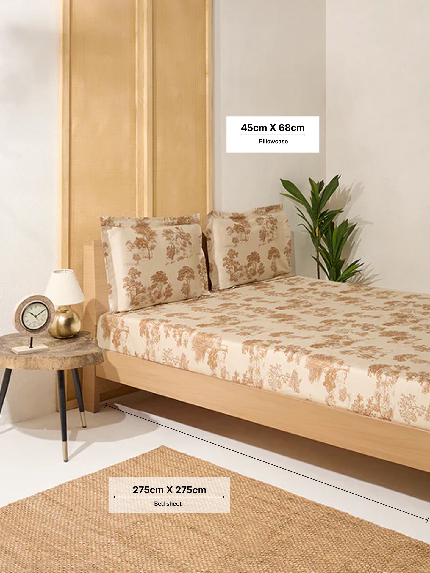 Westside Home Brown Nature-Inspired King Bed Sheet Set