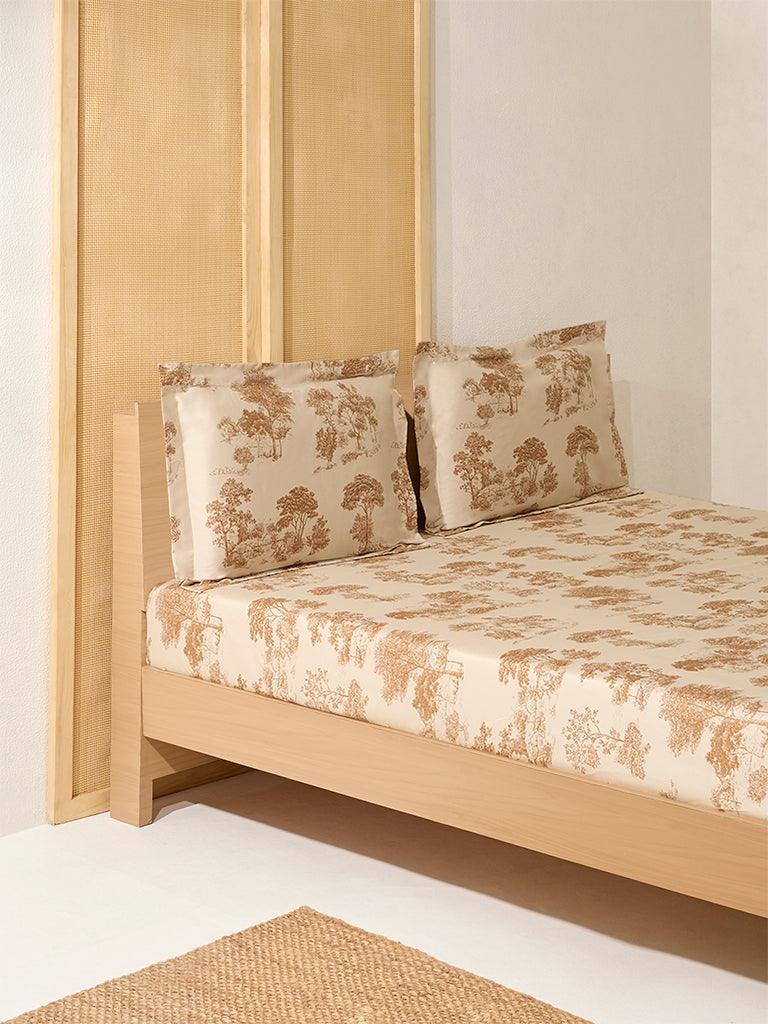 Westside Home Brown Nature-Inspired King Bed Sheet Set