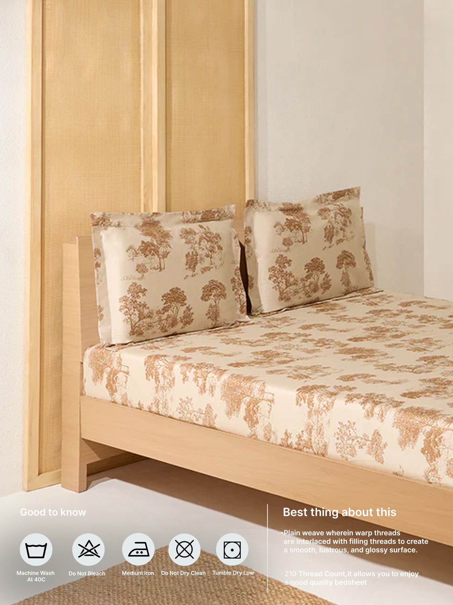 Westside Home Brown Nature-Inspired King Bed Sheet Set