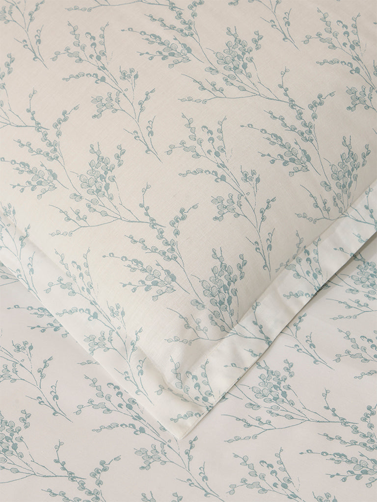 Westside Home Blue Botanical Printed Queen Bed Sheet Set