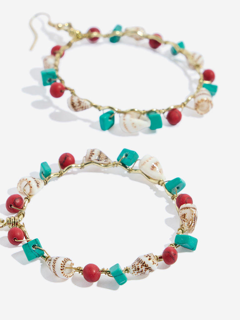 Westside Accessories Multicolour Gemstones Wrapped Hoop Earrings