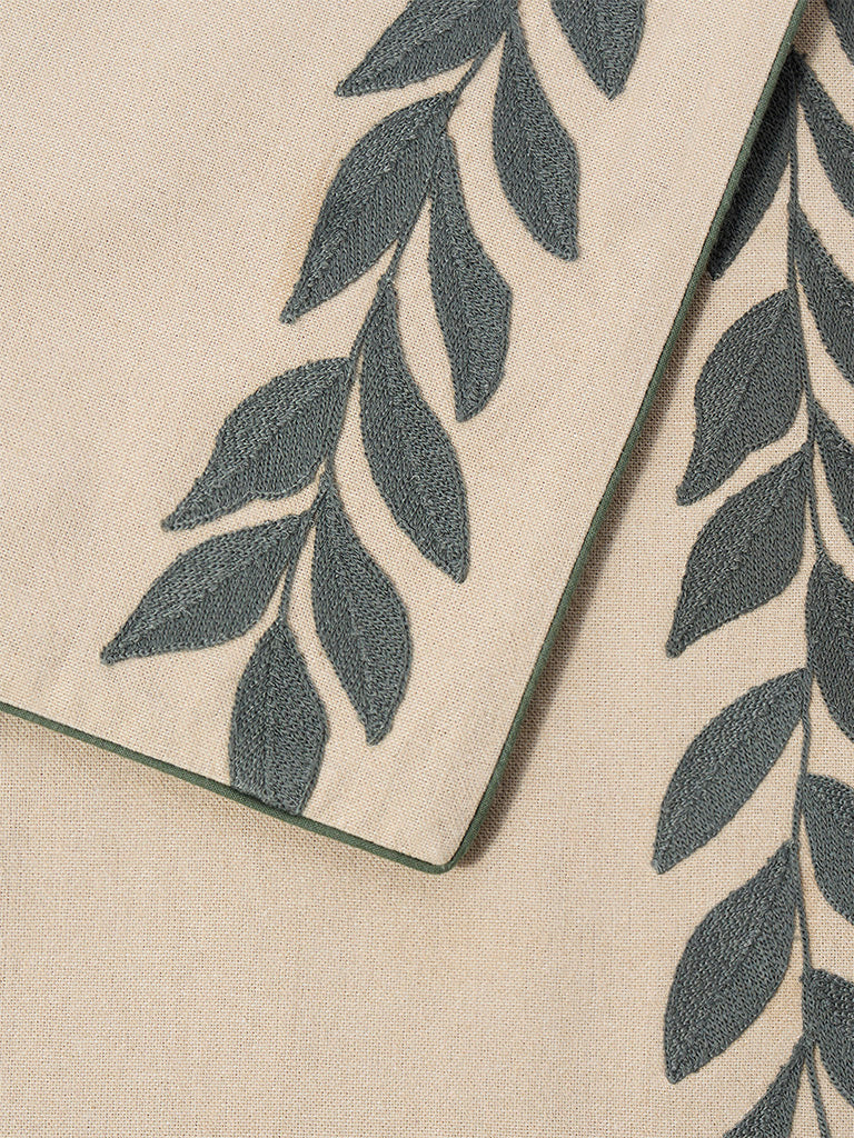 Westside Home Beige Leaf Design Table Runner