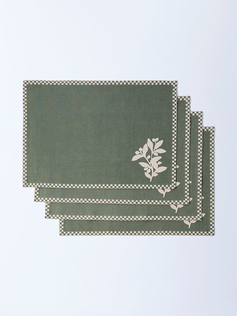 Westside Home Olive Leaf Printed Placemats (Set of 4)