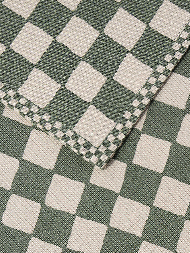 Westside Home Olive Checks Printed Table Runner