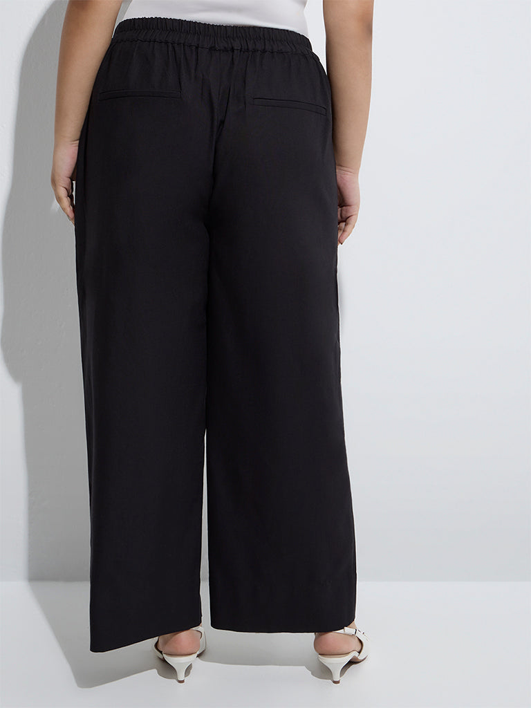 westisde Gia Women's Black High-Rise Trousers for Casual Wear Back View