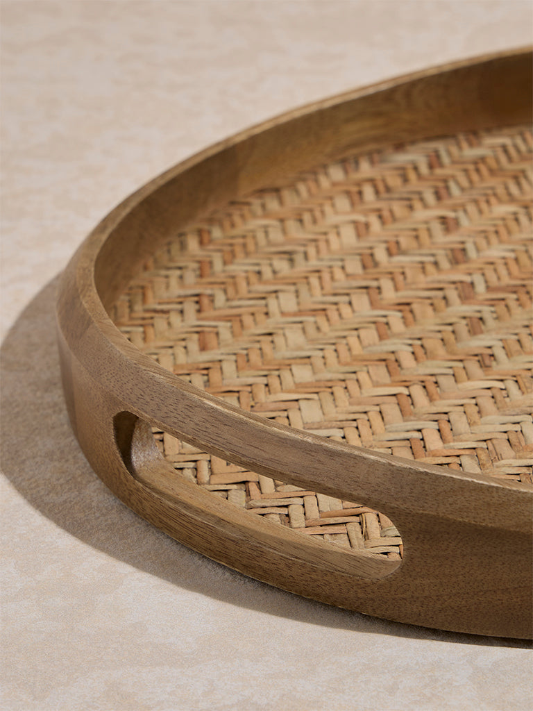 Westside Home Brown Rattan Woven Tray - Small