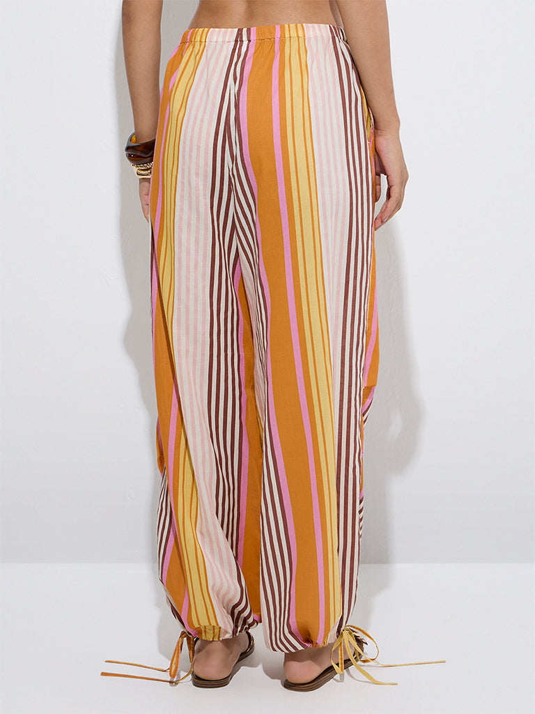 Wunderlove Multicolour High-Rise Cotton Beach Pants
