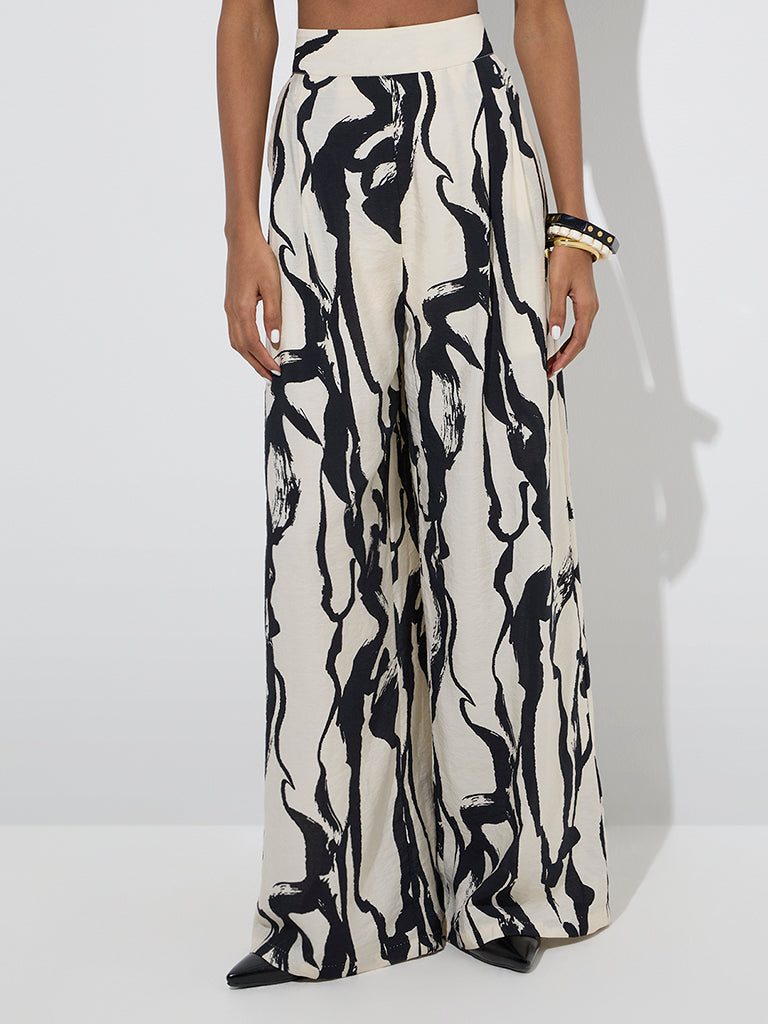 Wardrobe Off-White Abstract High-Rise Cotton Trousers
