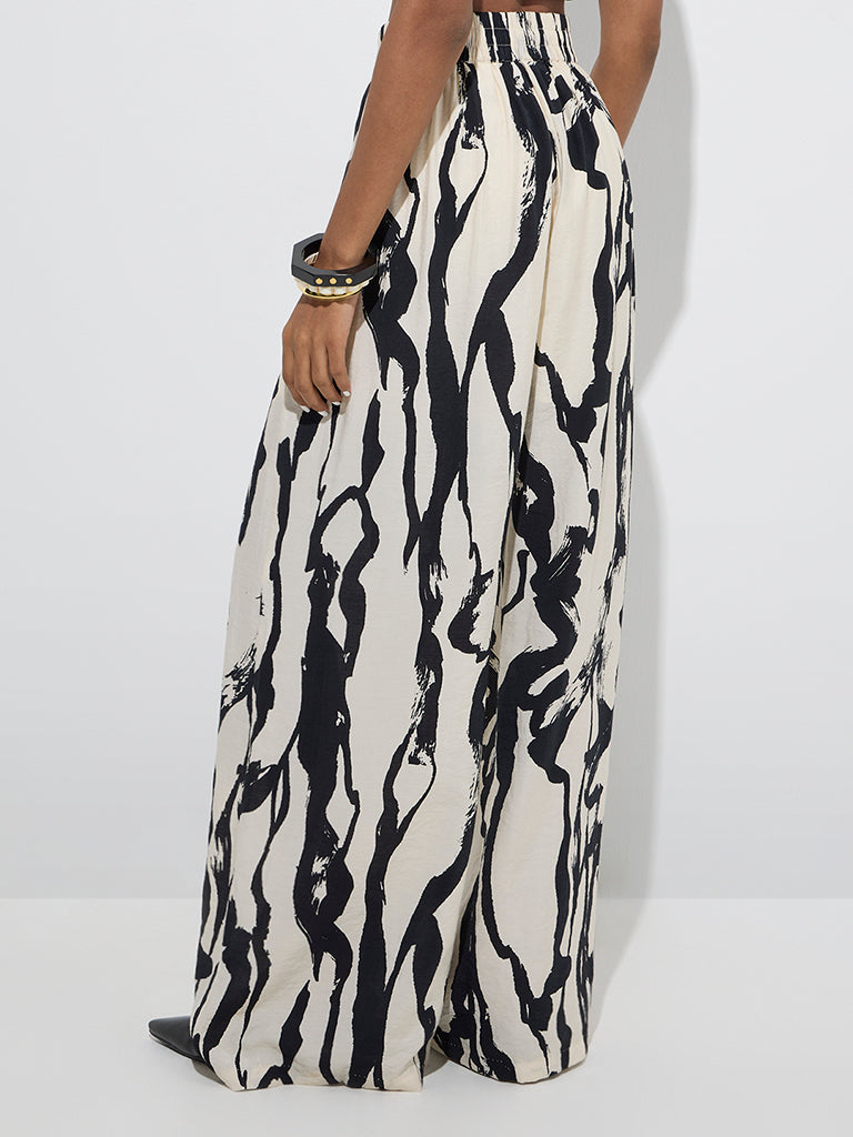 Wardrobe Off-White Abstract High-Rise Cotton Trousers