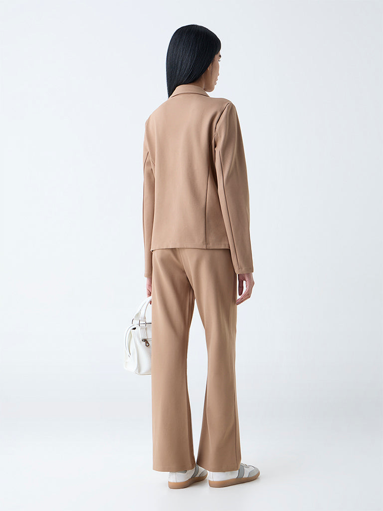 Wardrobe Beige Bootcut High-Rise Trousers