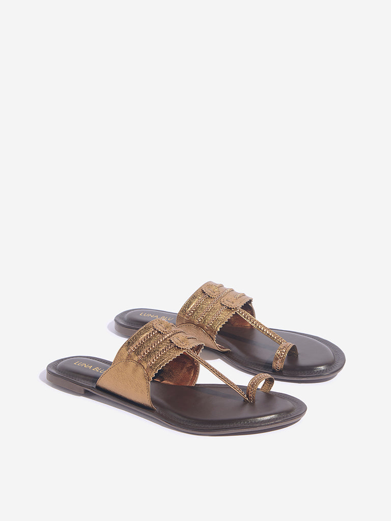 LUNA BLU Bronze Kolhapuri Sandals