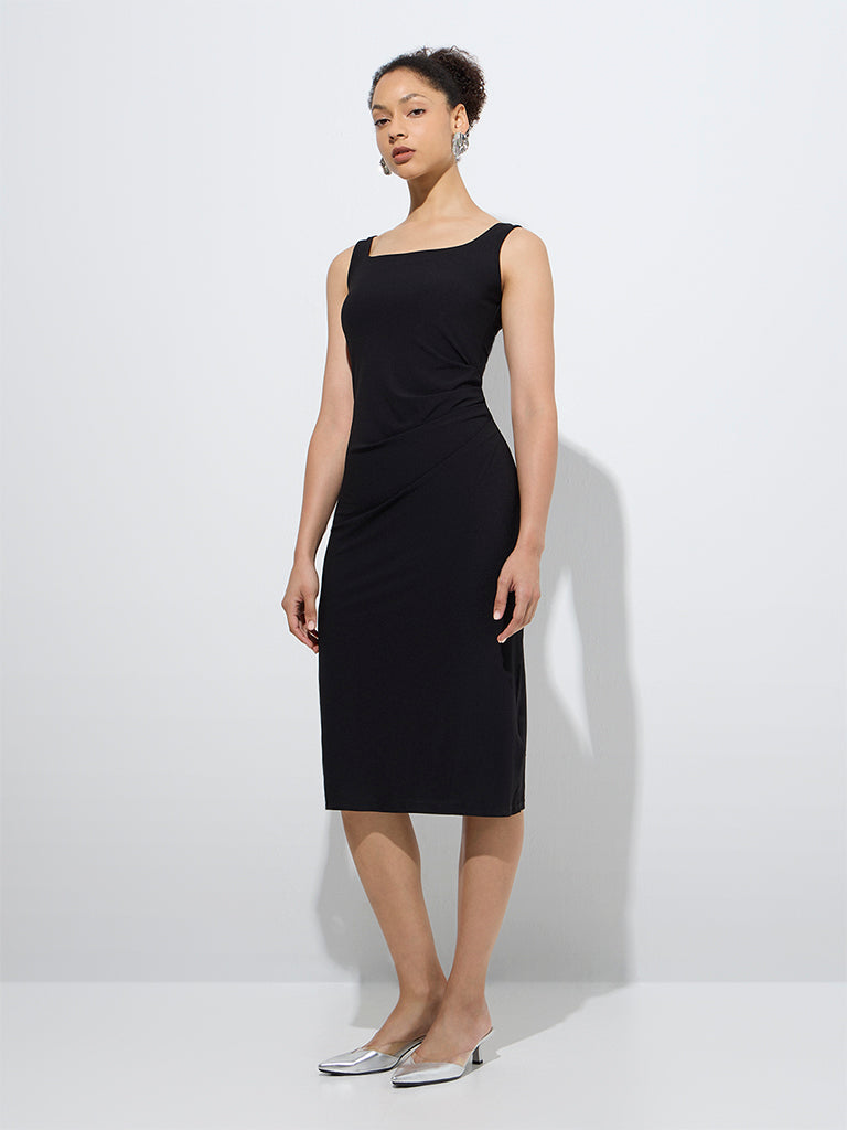 Wardrobe Black Solid Bodycon Dress