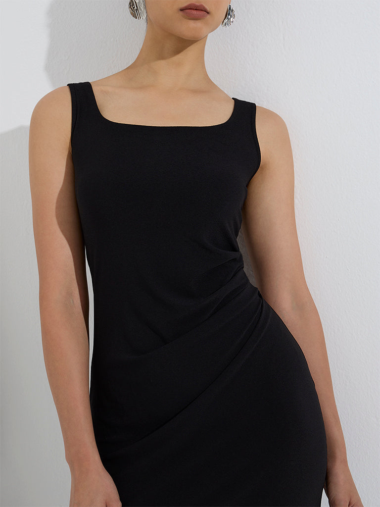 Wardrobe Black Solid Bodycon Dress