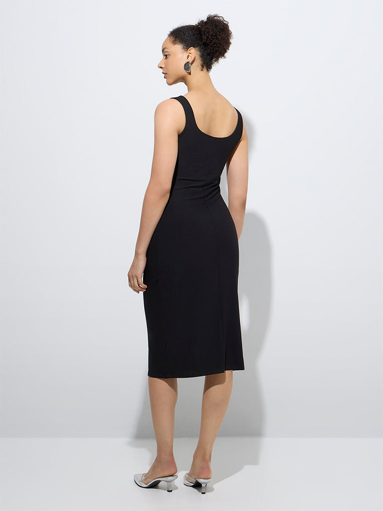 Wardrobe Black Solid Bodycon Dress
