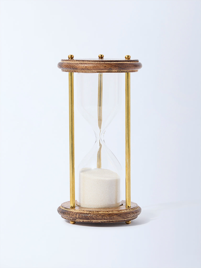 Westside Home Brown Wooden and Metal Hour Glass