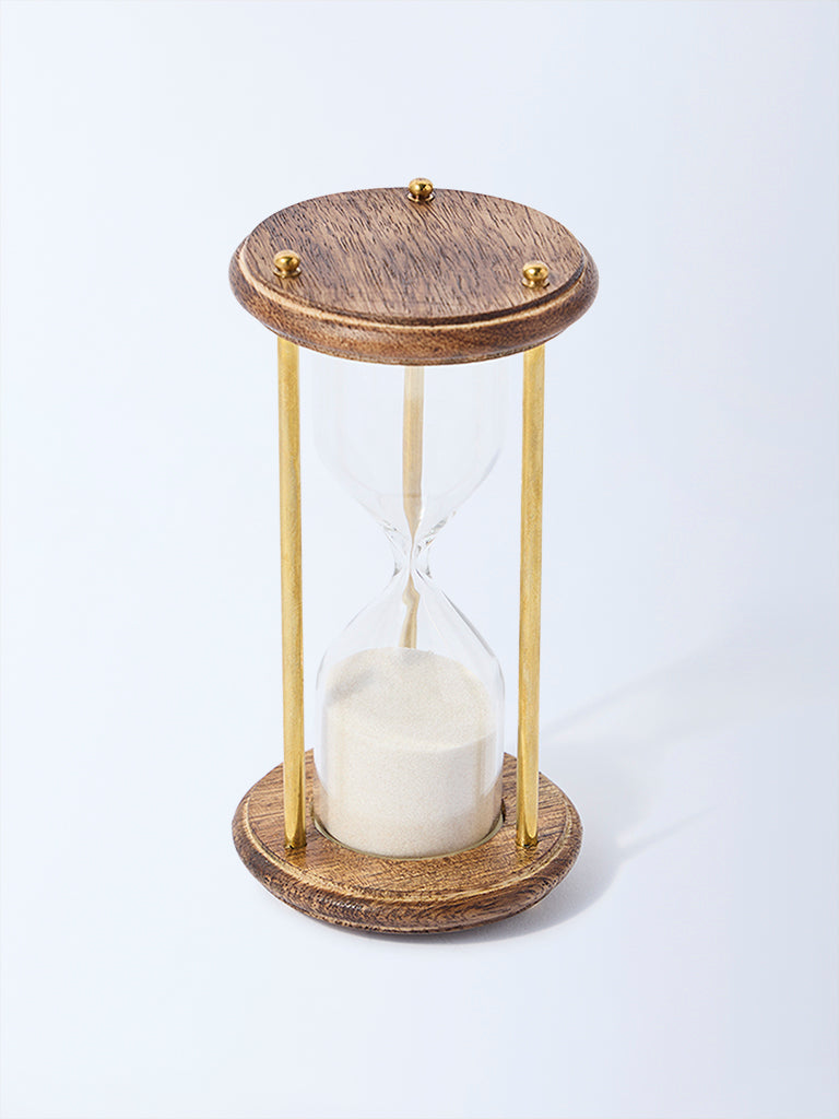Westside Home Brown Wooden and Metal Hour Glass