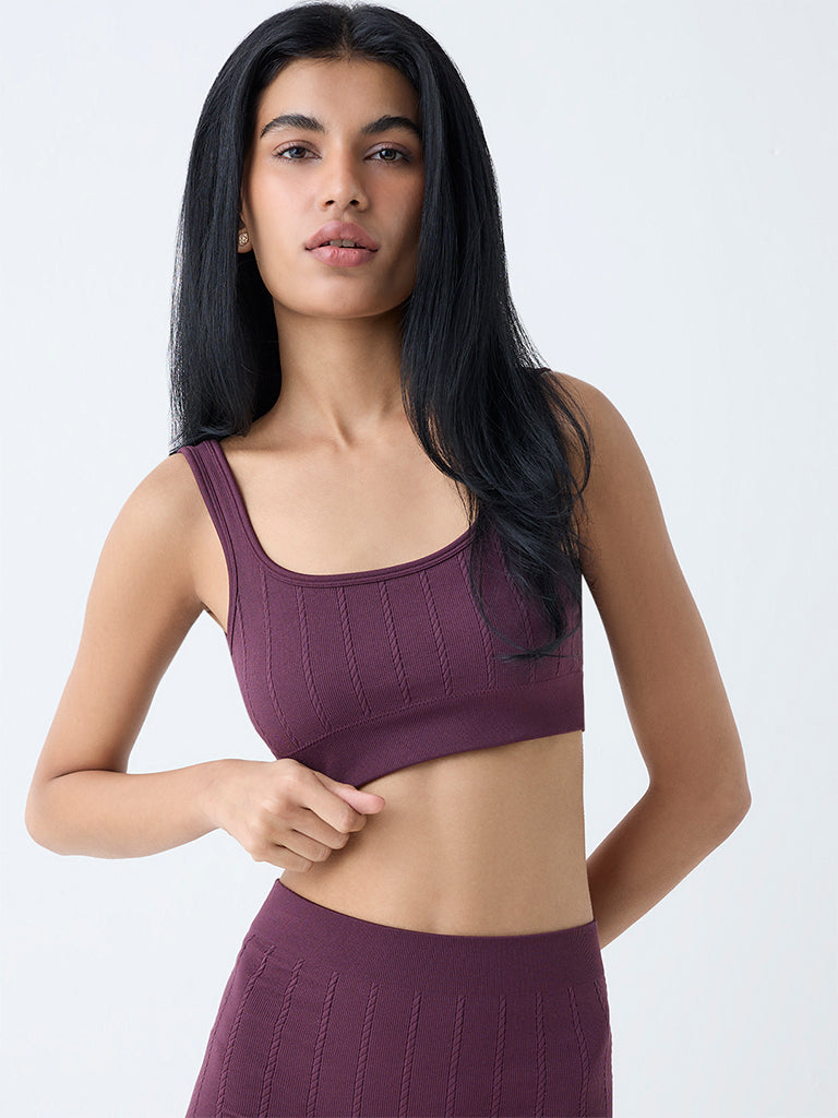 Superstar Plum Knit-Textured Seam-Free Padded Bra