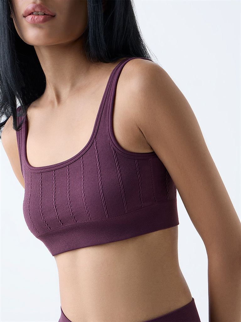 Superstar Plum Knit-Textured Seam-Free Padded Bra