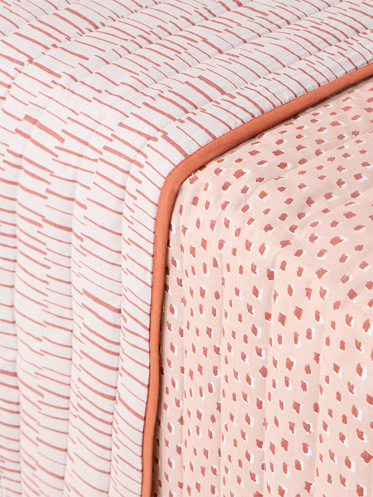 Westside Home Dark Rust Printed Reversible Quilted Queen Bed Comforter