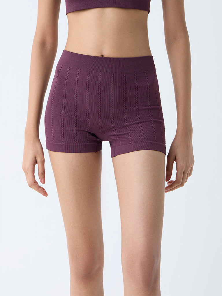 Superstar Plum Knitted Seam-Free Boy Shorts Briefs