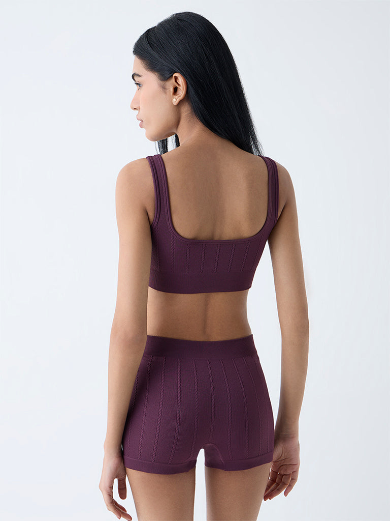 Superstar Plum Knitted Seam-Free Boy Shorts Briefs