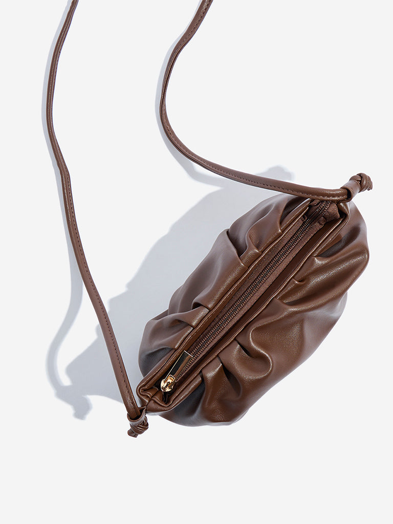 Westside Dark Brown Pleated Sling Bag