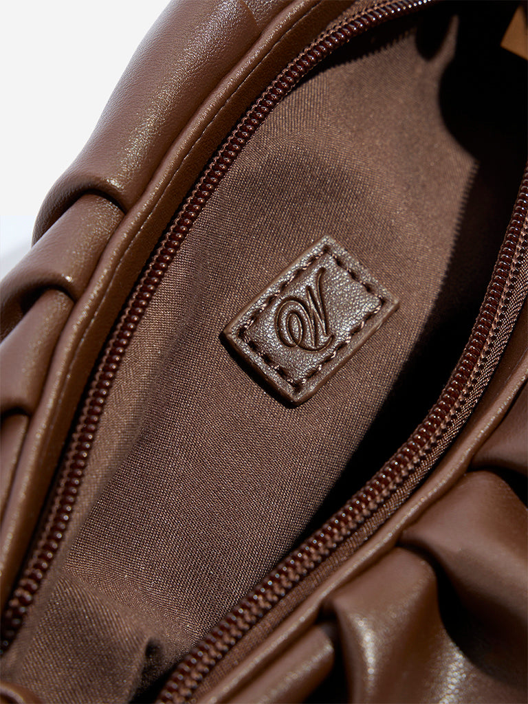 Westside Dark Brown Pleated Sling Bag