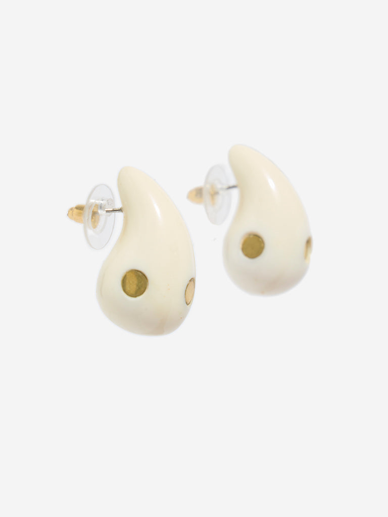 Westside Accessories Off-White Stamped Resin Drop Earrings