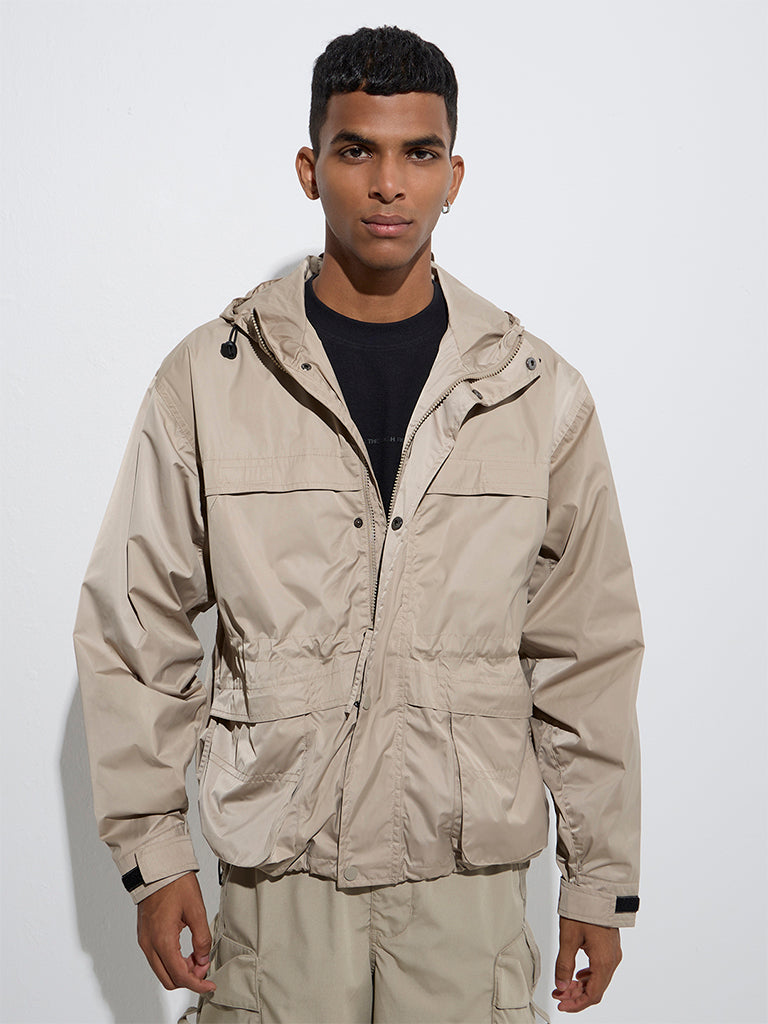 Buy Nuon Beige Relaxed-Fit Utility Jacket from Westside