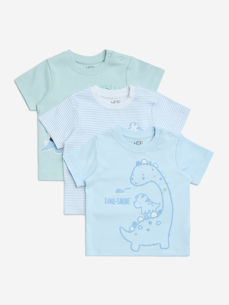 Buy HOP Baby Blue Printed Cotton T-Shirts Pack of from Westside