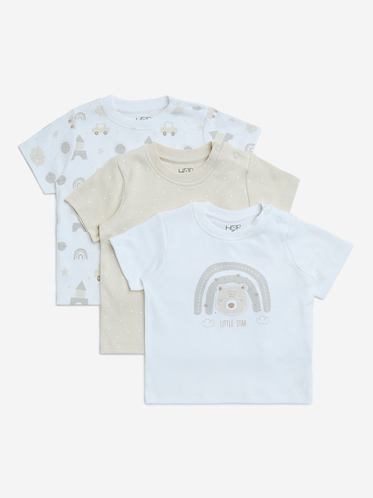 Babyhug Cotton Knit Half Sleeves Sports Logo Printed T-Shirt - Multicolour