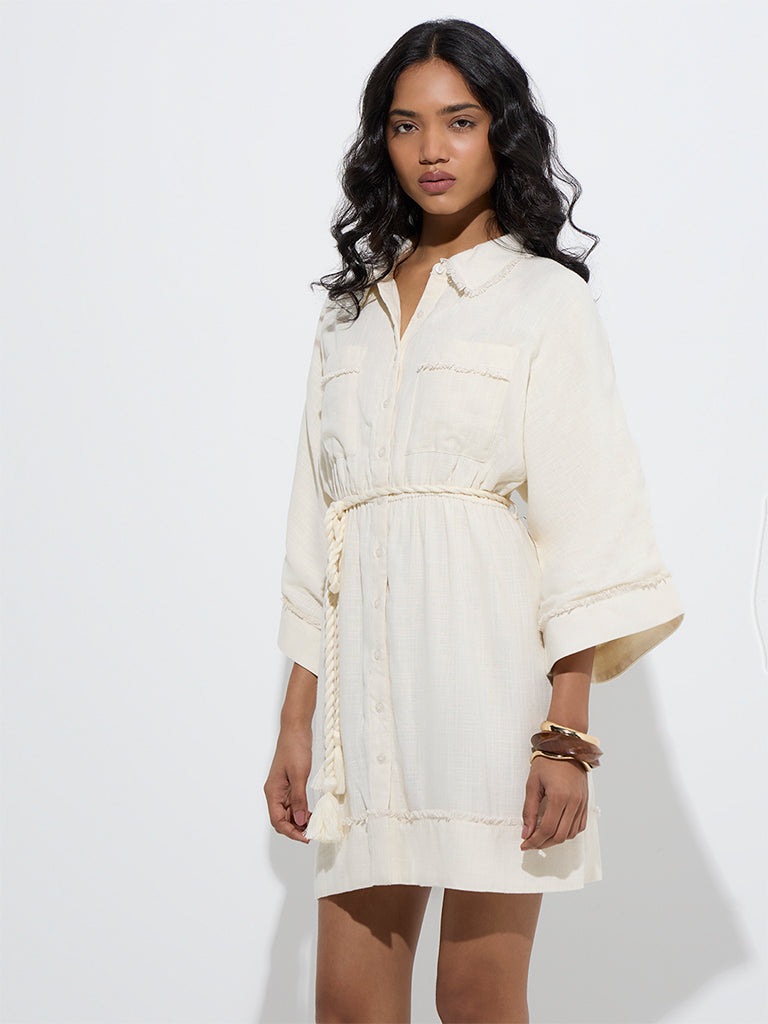 LOV Off-White Shirt Dress with Belt