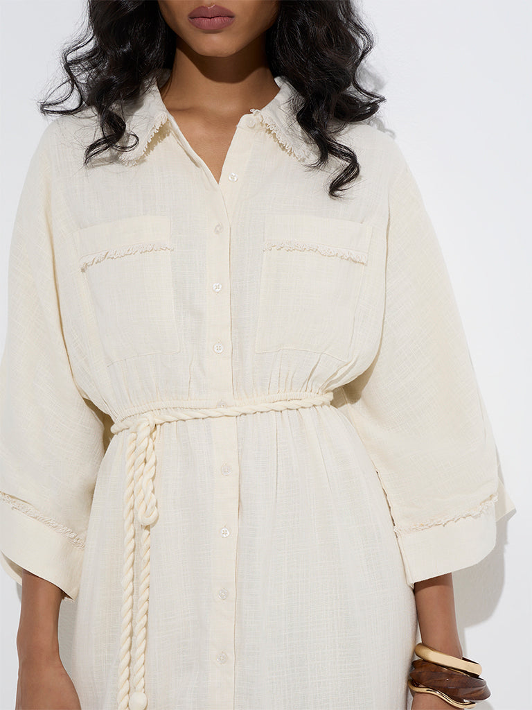 LOV Off-White Shirt Dress with Belt
