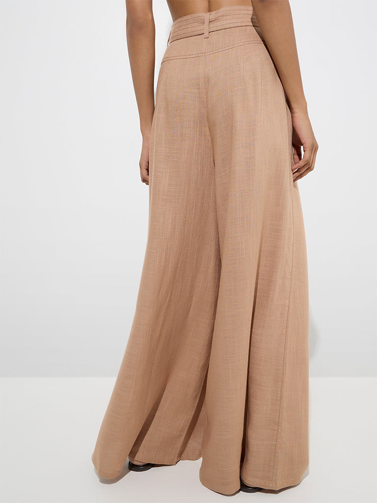 LOV Beige High-Rise Trousers with Belt