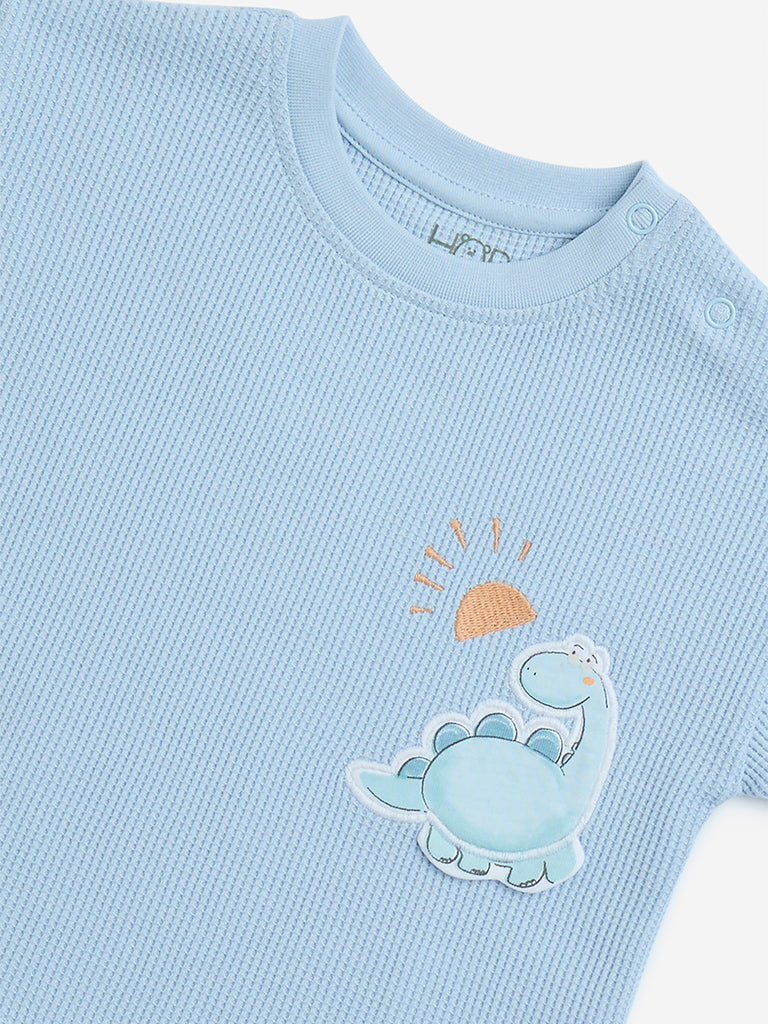 Westside HOP Baby Boys' Light Blue Waffle-Textured Cotton T-Shirt for Casual Wear Zoom View