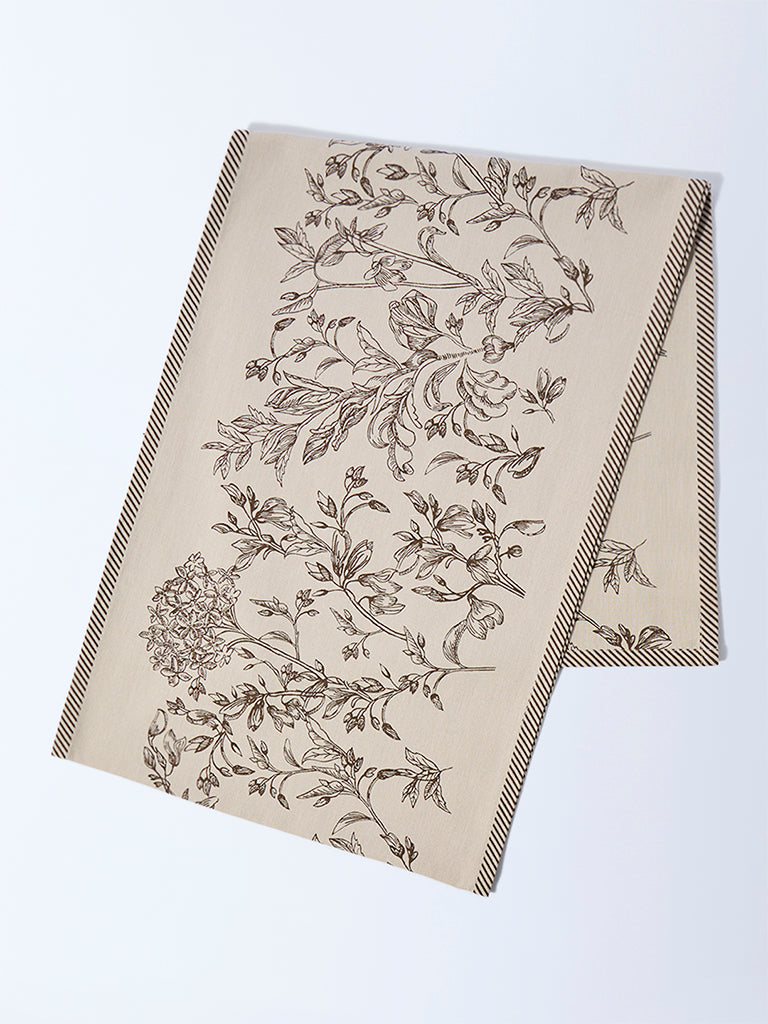 Westside Home Beige Floral Pattern Table Runner