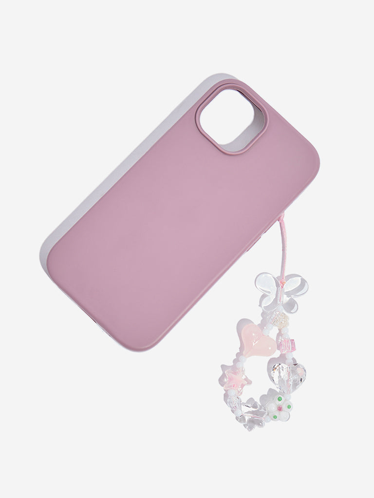 Studiowest Pink Beaded Butterfly Phone Charm
