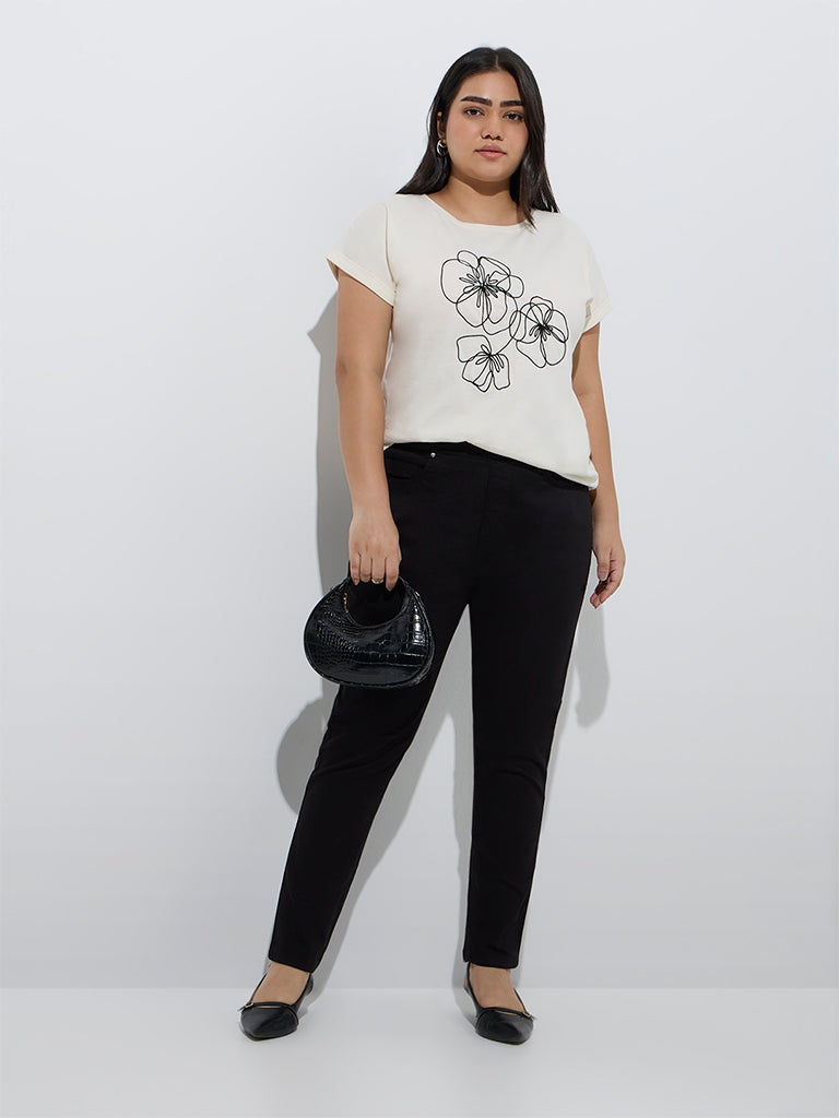 Westside Gia Women's Black High-Rise Cotton-Blend Jeggings for Casual Wear Full Model View