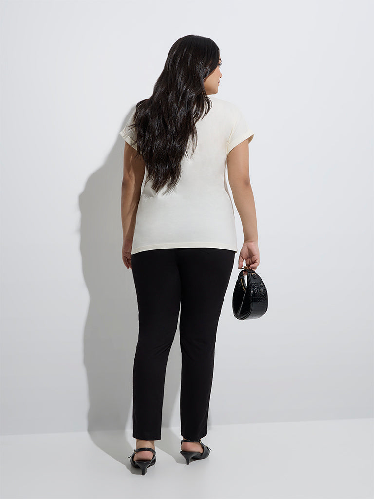 Westside Gia Women's Black High-Rise Cotton-Blend Jeggings for Casual Wear Back View