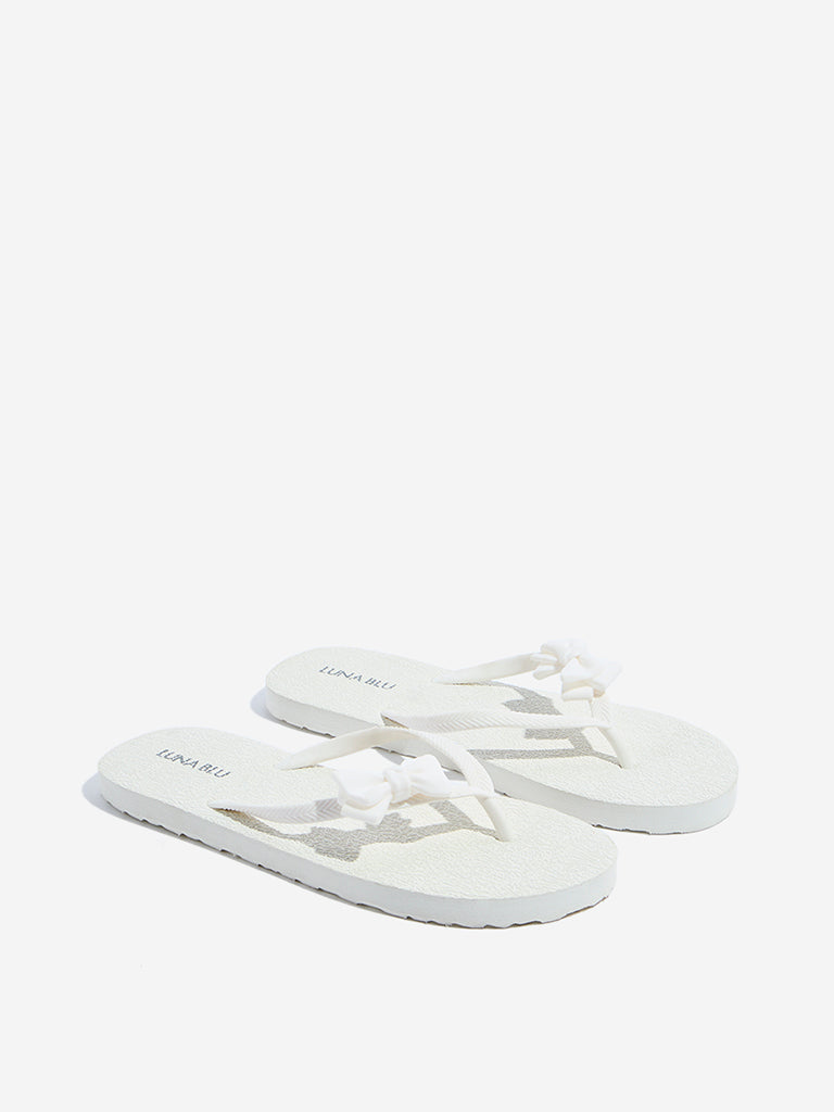 LUNA BLU White Bow-Detailed Flip-Flops