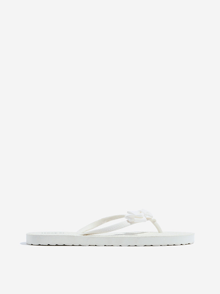 LUNA BLU White Bow-Detailed Flip-Flops