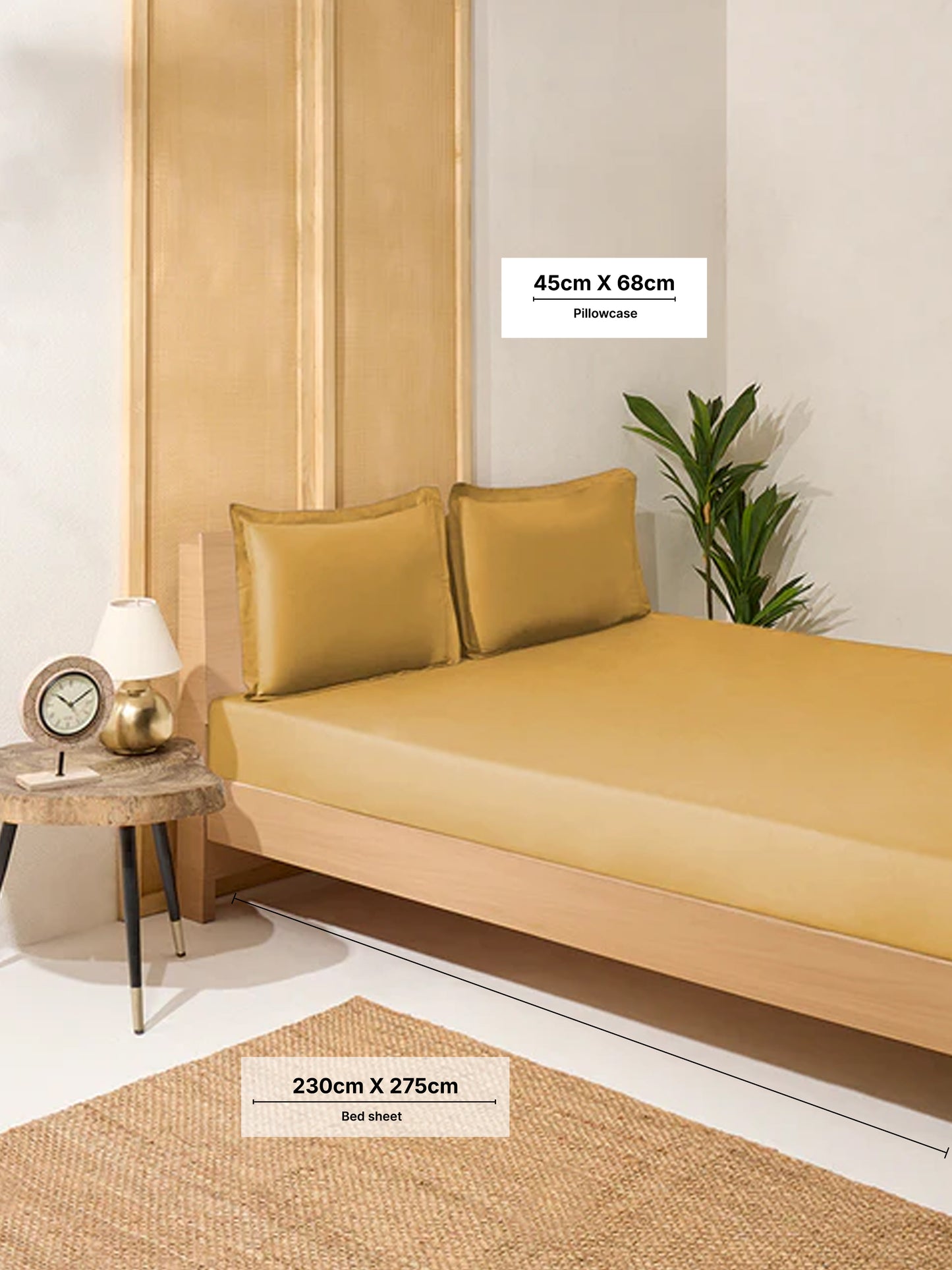 Westside Home Mustard Solid Queen Bed Sheet Set