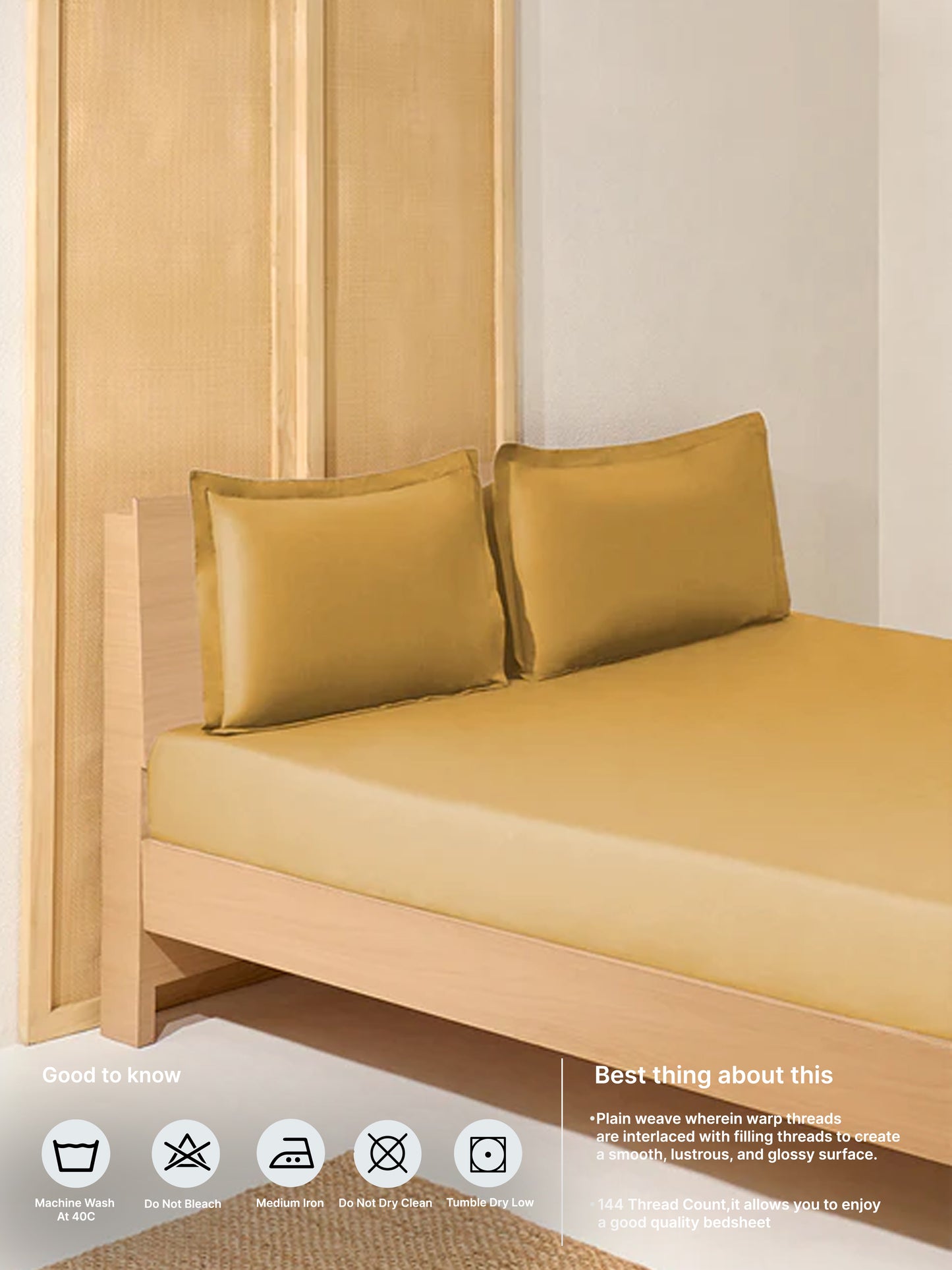 Westside Home Mustard Solid Queen Bed Sheet Set