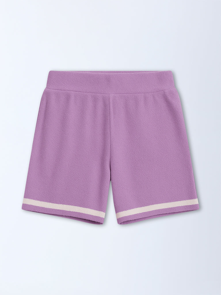 Wunderlove Lilac Solid High-Rise Shorts