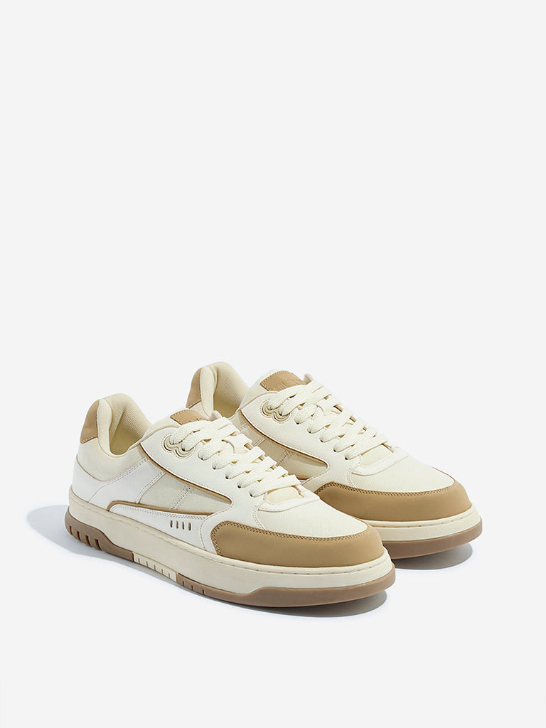 SOLEPLAY Beige Colour-Blocked Lace-up Sneakers